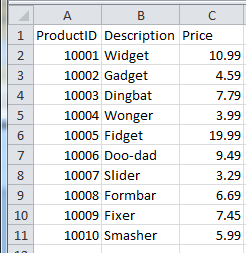 VLookup price list
